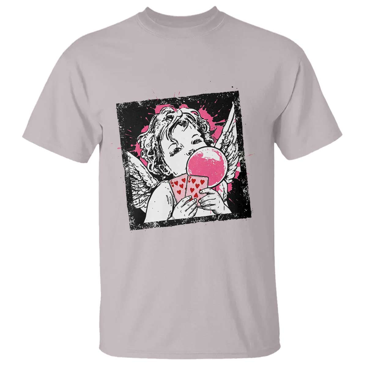 Funny 67 Valentines T Shirt Cupid Playing Cards Six Seven TS14 Ice Gray Print Your Wear