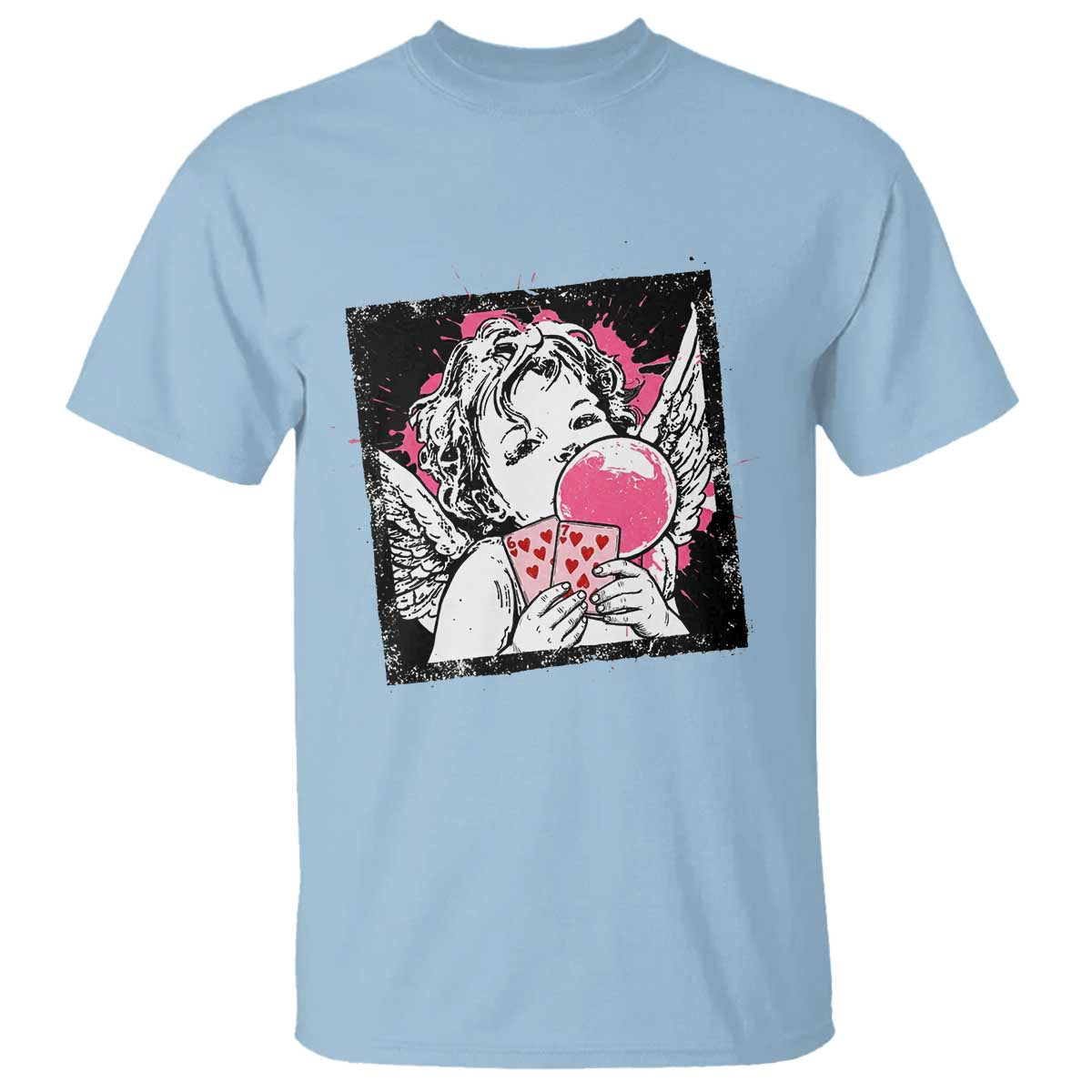 Funny 67 Valentines T Shirt Cupid Playing Cards Six Seven TS14 Light Blue Print Your Wear