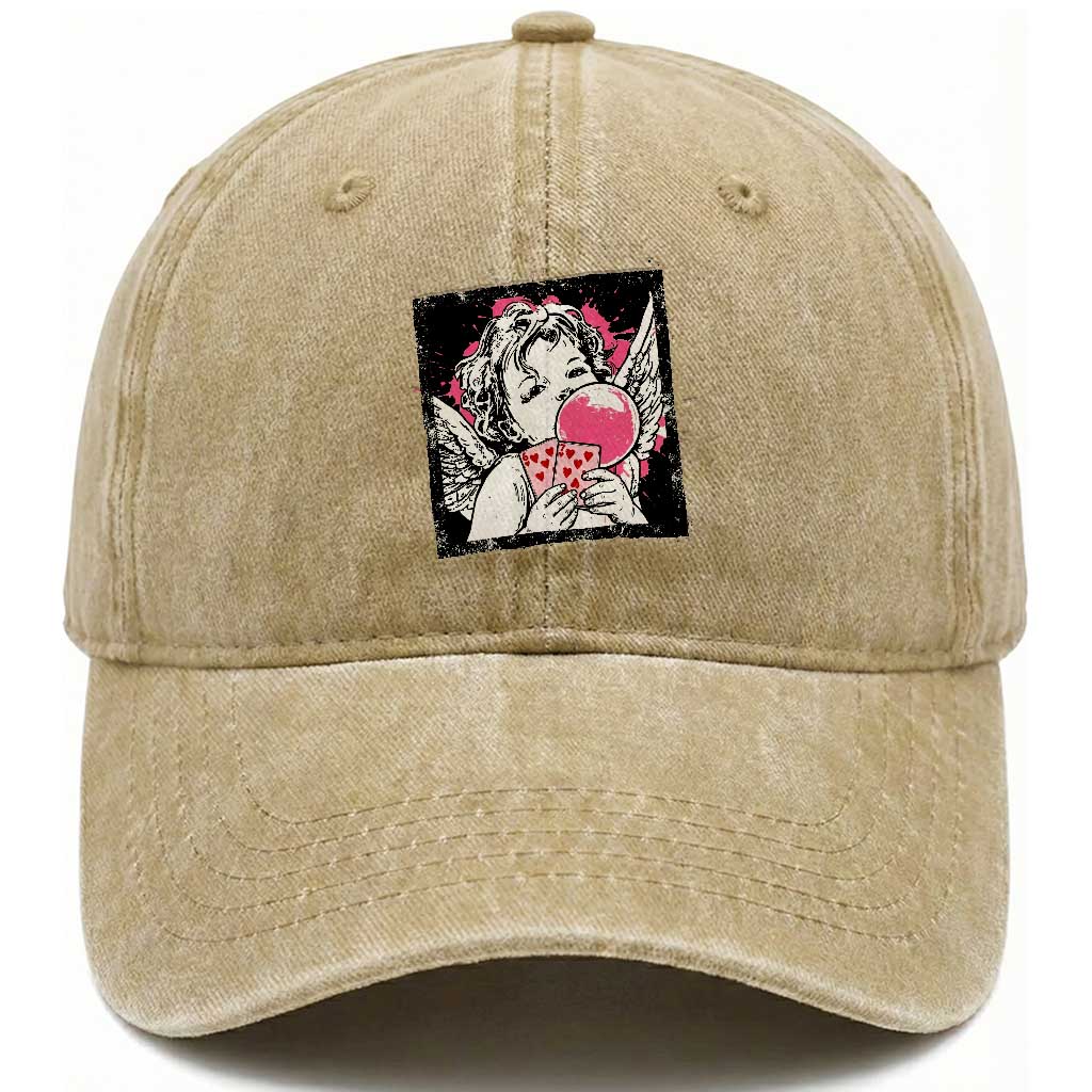 Funny 67 Valentines Washed Cotton Baseball Cap Cupid Playing Cards Six Seven TS14 Washed Cap Universal Fit Khaki Print Your Wear