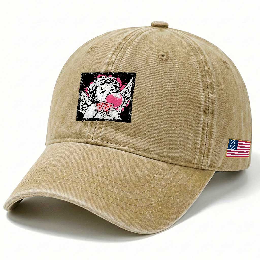 Funny 67 Valentines Washed Cotton Baseball Cap Cupid Playing Cards Six Seven TS14 Print Your Wear