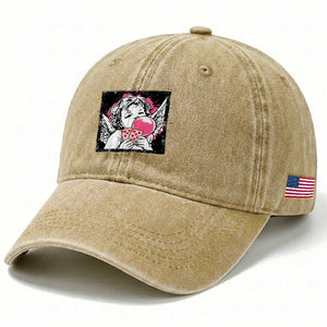 Funny 67 Valentines Washed Cotton Baseball Cap Cupid Playing Cards Six Seven TS14 Print Your Wear