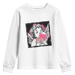 Funny 67 Valentines Youth Sweatshirt Cupid Playing Cards Six Seven TS14 White Print Your Wear