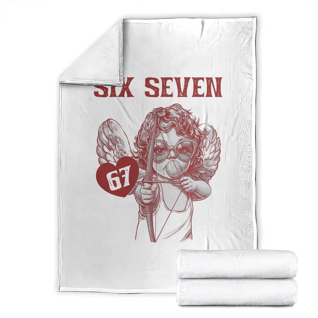 67 Valetines Meme Throw Blanket Funny Six Seven Valentines Day Heart TS14 White Print Your Wear
