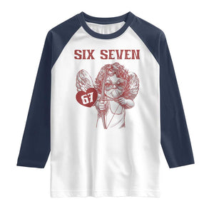 67 Valetines Meme Raglan Shirt Funny Six Seven Valentines Day Heart TS14 White Navy Print Your Wear