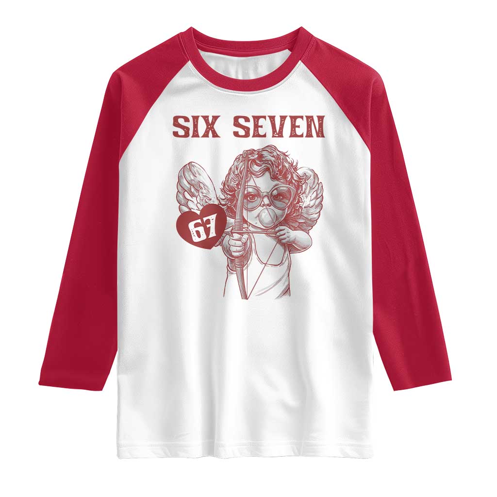 67 Valetines Meme Raglan Shirt Funny Six Seven Valentines Day Heart TS14 White Red Print Your Wear