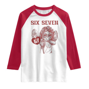 67 Valetines Meme Raglan Shirt Funny Six Seven Valentines Day Heart TS14 White Red Print Your Wear