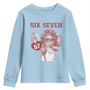 67 Valetines Meme Youth Sweatshirt Funny Six Seven Valentines Day Heart TS14 Light Blue Print Your Wear