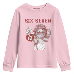 67 Valetines Meme Youth Sweatshirt Funny Six Seven Valentines Day Heart TS14 Light Pink Print Your Wear
