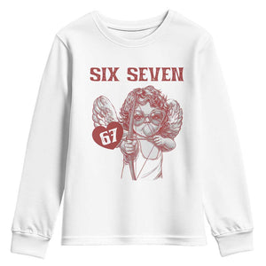 67 Valetines Meme Youth Sweatshirt Funny Six Seven Valentines Day Heart TS14 White Print Your Wear