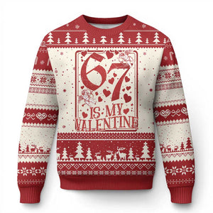 67 Valentines Playing Card Ugly Christmas Sweater Funny Six Seven Relationship Meme TS14 Beige Red Print Your Wear