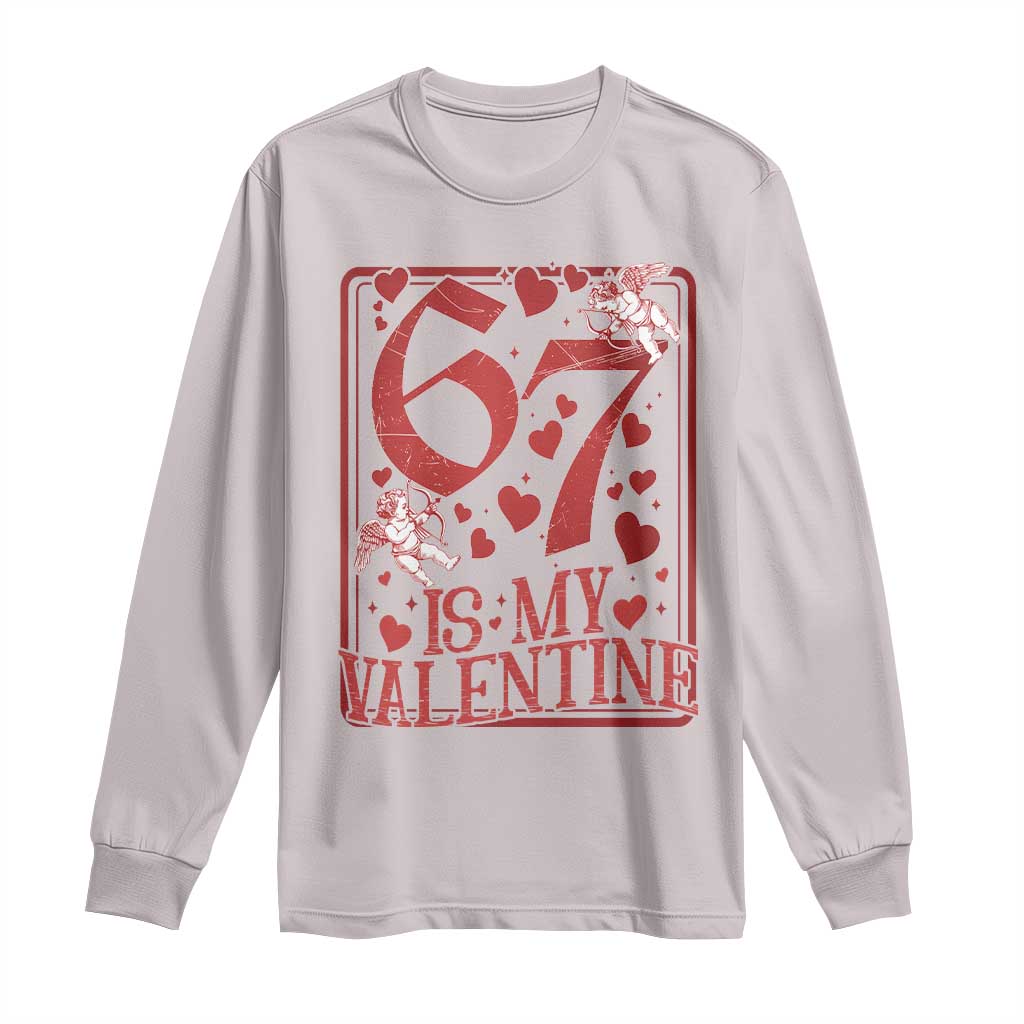 67 Valentines Playing Card Long Sleeve Shirt Funny Six Seven Relationship Meme TS14 Ice Gray Print Your Wear