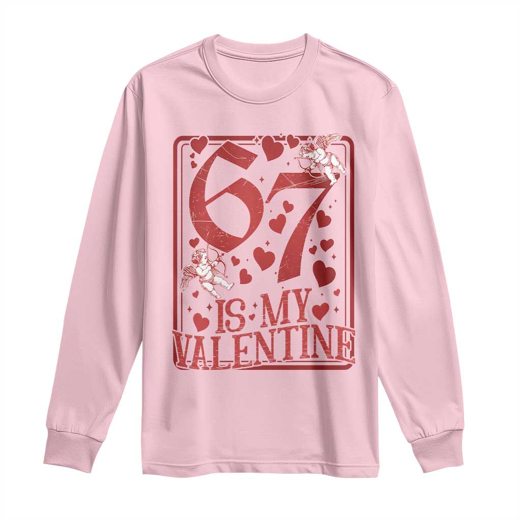 67 Valentines Playing Card Long Sleeve Shirt Funny Six Seven Relationship Meme TS14 Light Pink Print Your Wear