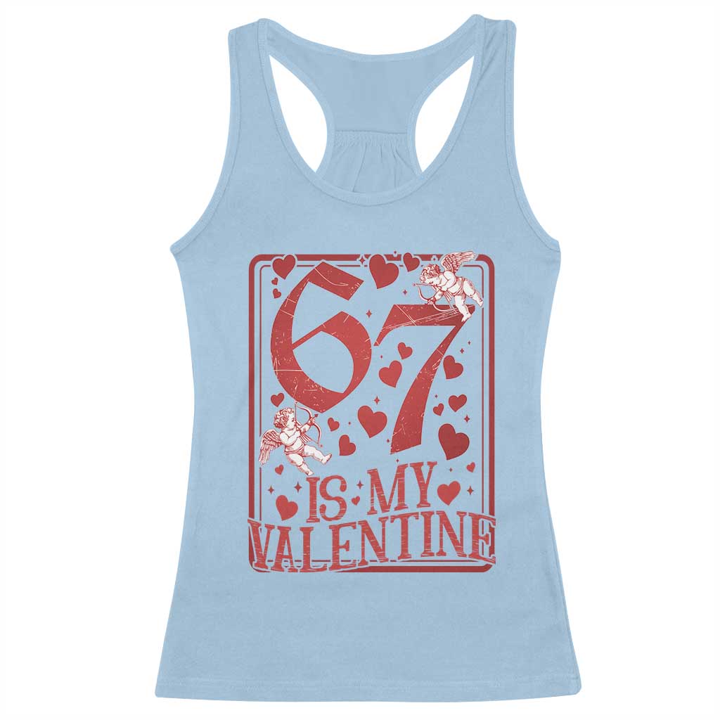 67 Valentines Playing Card Racerback Tank Top Funny Six Seven Relationship Meme TS14 Light Blue Print Your Wear