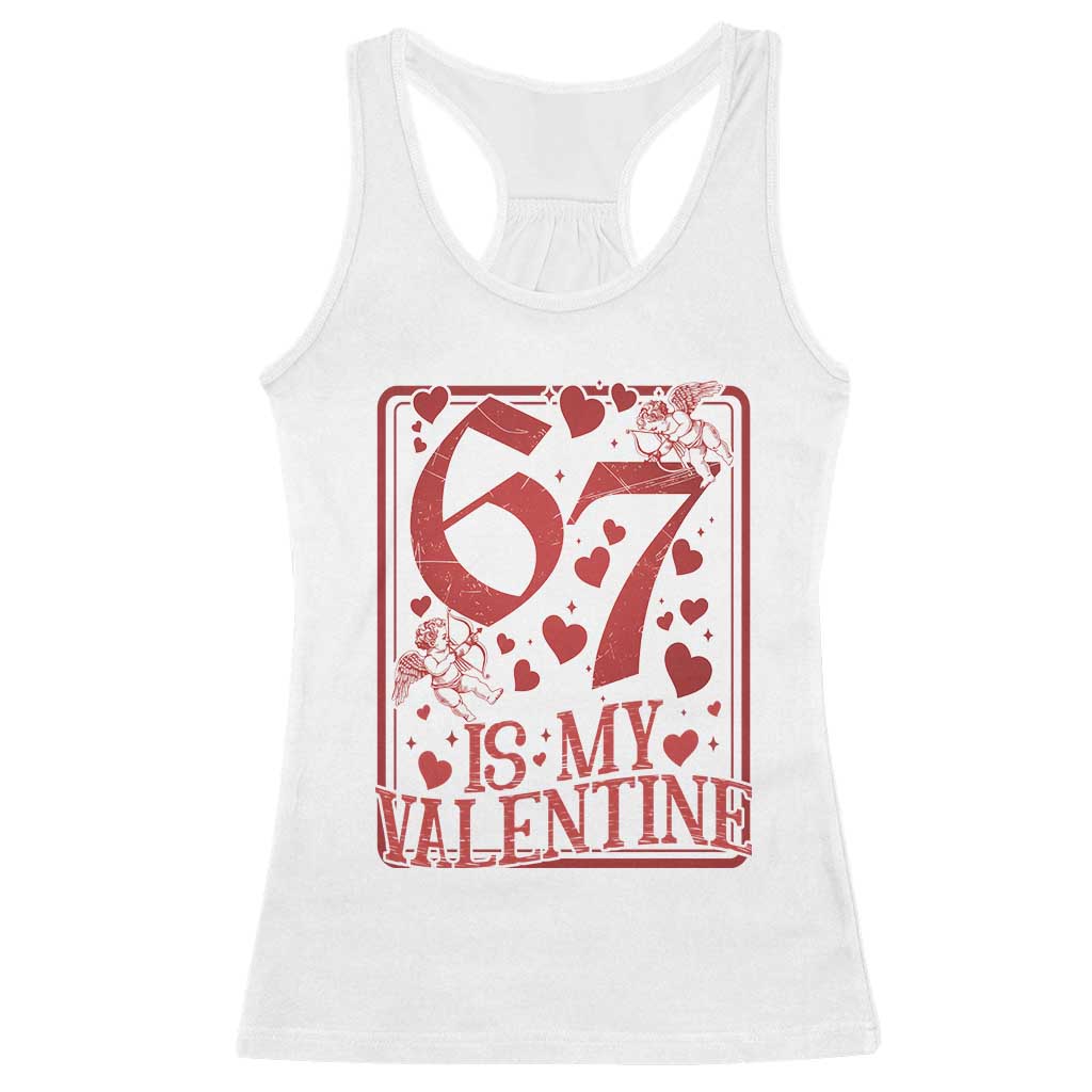 67 Valentines Playing Card Racerback Tank Top Funny Six Seven Relationship Meme TS14 White Print Your Wear