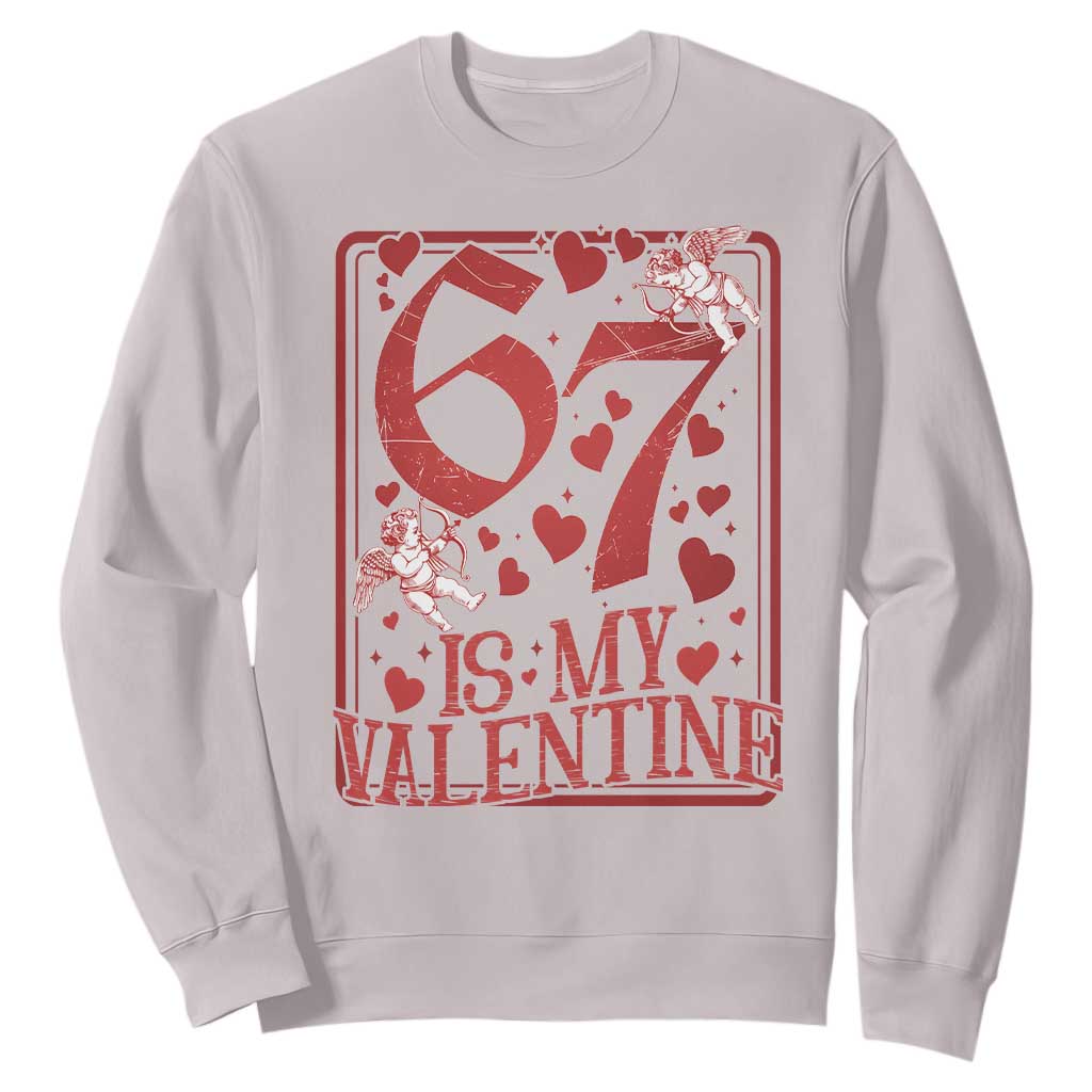 67 Valentines Playing Card Sweatshirt Funny Six Seven Relationship Meme TS14 Ice Gray Print Your Wear