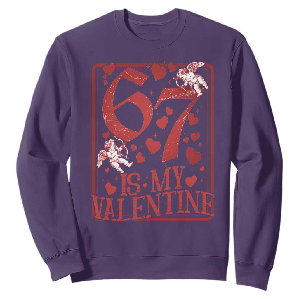 67 Valentines Playing Card Sweatshirt Funny Six Seven Relationship Meme TS14 Purple Print Your Wear