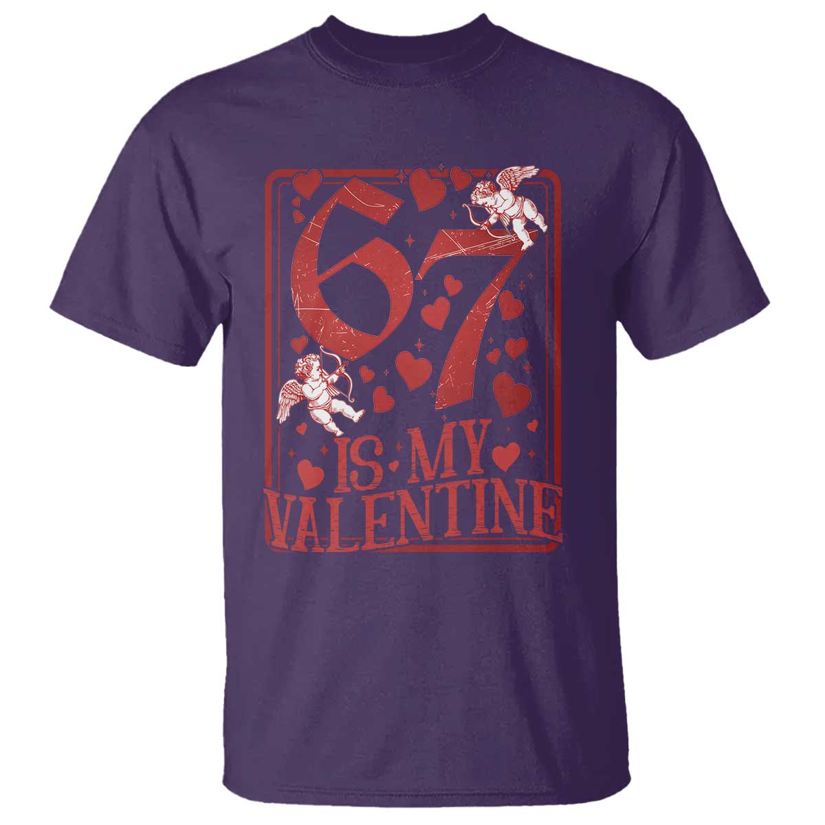 67 Valentines Playing Card T Shirt Funny Six Seven Relationship Meme TS14 Purple Print Your Wear