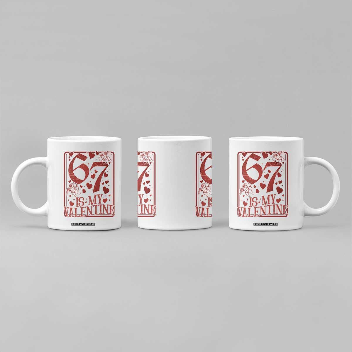 67 Valentines Playing Card Coffee Mug Funny Six Seven Relationship Meme TS14 Print Your Wear