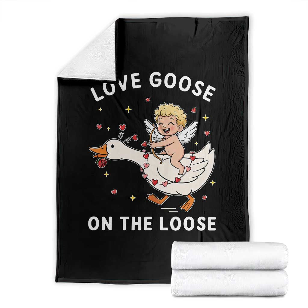 Funny Valentine Goose Throw Blanket Love Goose On The Loose TS14 Black Print Your Wear