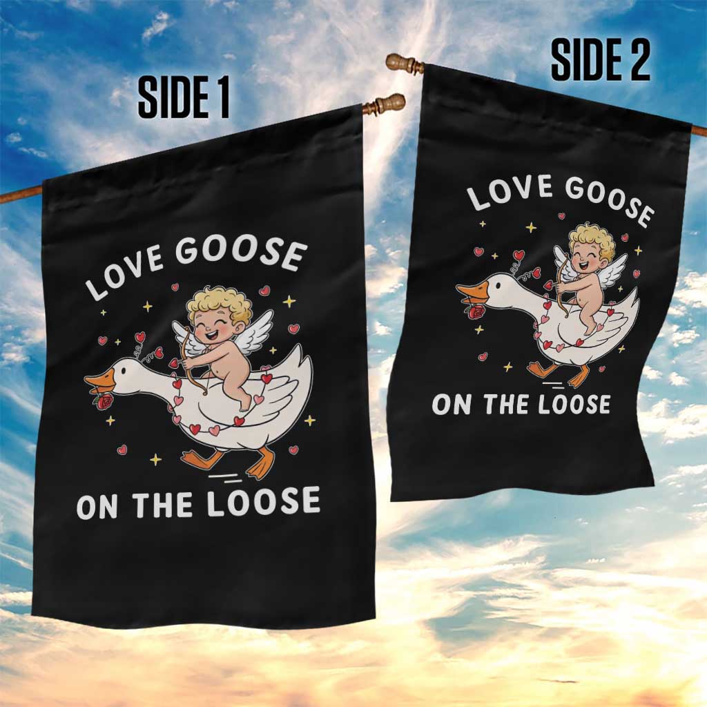Funny Valentine Goose Garden Flag Love Goose On The Loose TS14 Print Your Wear