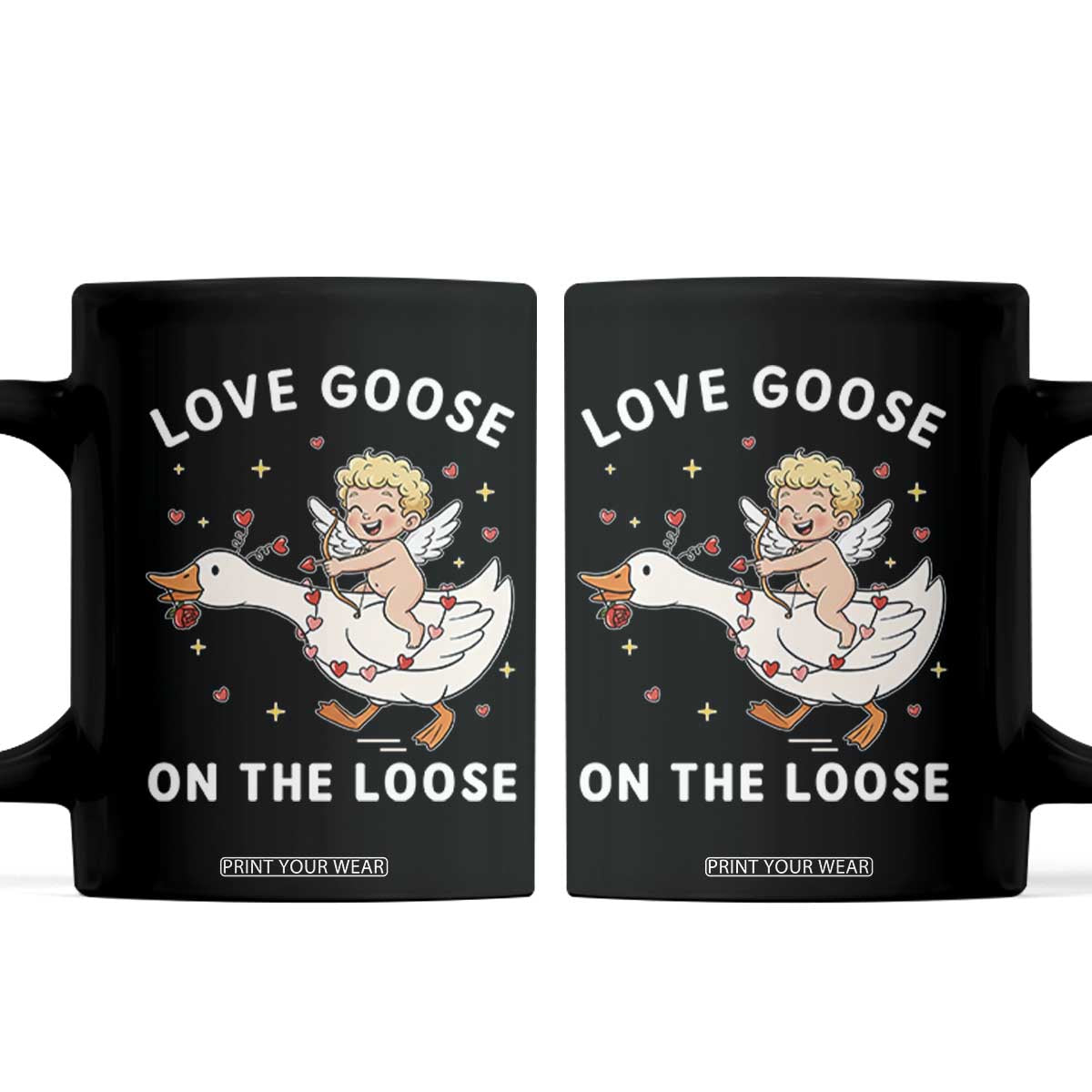 Funny Valentine Goose Coffee Mug Love Goose On The Loose TS14 Black Print Your Wear