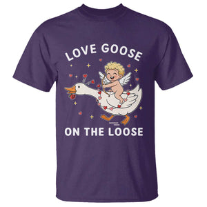 Funny Valentine Goose T Shirt Love Goose On The Loose TS14 Purple Print Your Wear