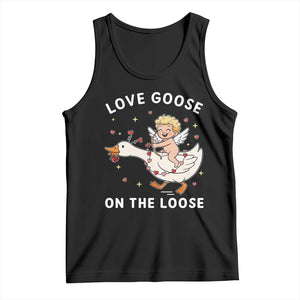 Funny Valentine Goose Tank Top Love Goose On The Loose TS14 Black Print Your Wear