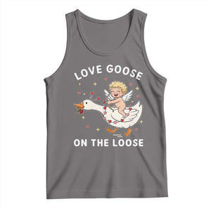 Funny Valentine Goose Tank Top Love Goose On The Loose TS14 Deep Heather Print Your Wear