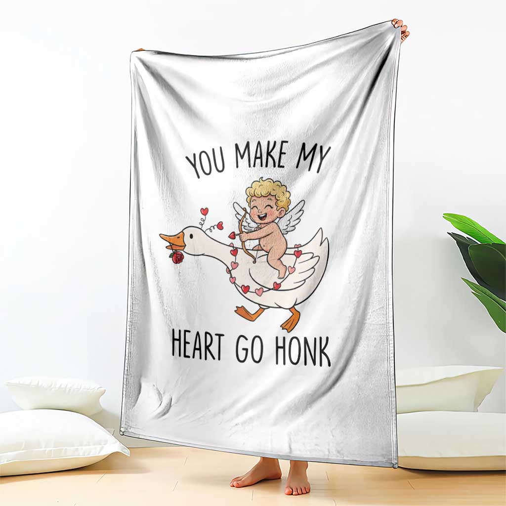 Funny Valentine Goose Throw Blanket You Make My Heart Go Honk TS14 Print Your Wear