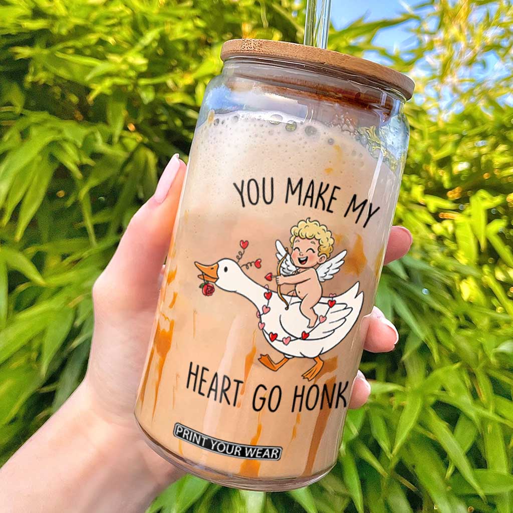 Funny Valentine Goose Glass Can You Make My Heart Go Honk TS14 White Print Your Wear