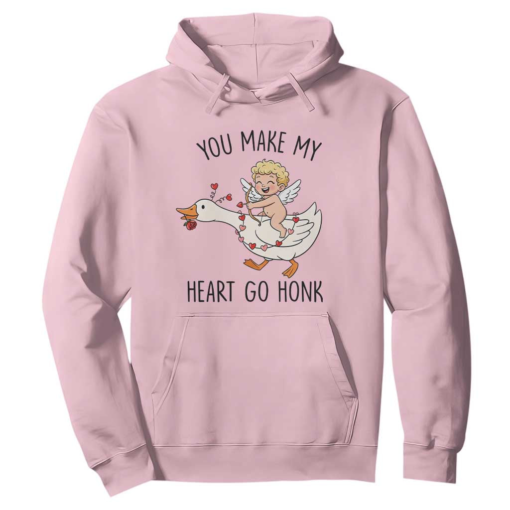 Funny Valentine Goose Hoodie You Make My Heart Go Honk TS14 Light Pink Print Your Wear