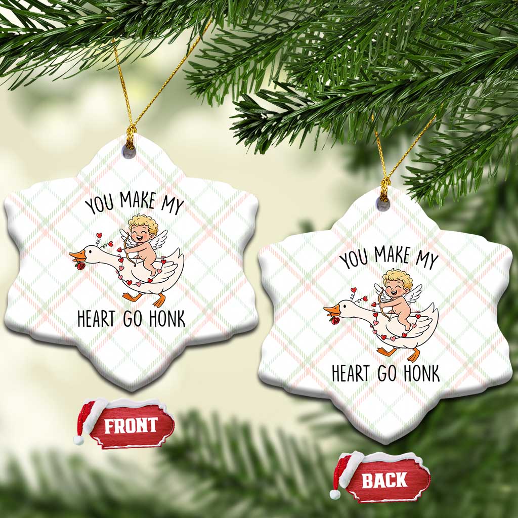 Funny Valentine Goose Ceramic Ornament You Make My Heart Go Honk TS14 Print Your Wear