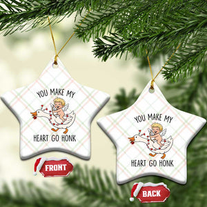 Funny Valentine Goose Ceramic Ornament You Make My Heart Go Honk TS14 Print Your Wear