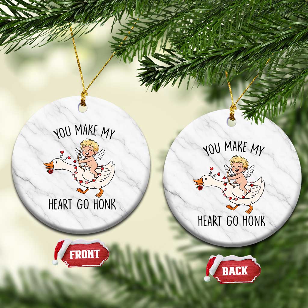 Funny Valentine Goose Ceramic Ornament You Make My Heart Go Honk TS14 1pc White Marble Print Your Wear