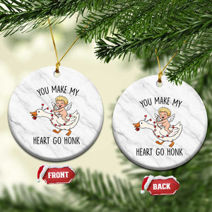 Funny Valentine Goose Ceramic Ornament You Make My Heart Go Honk TS14 1pc White Marble Print Your Wear