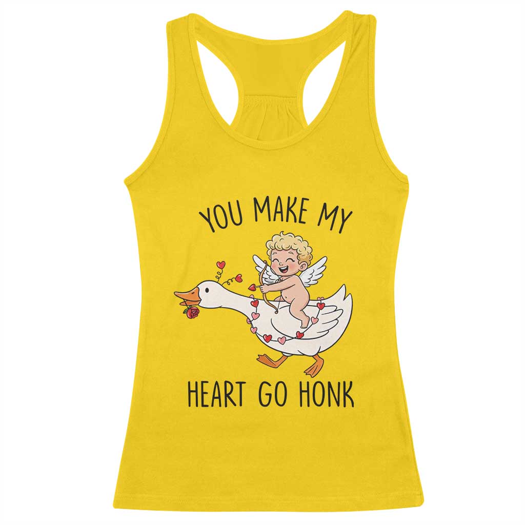 Funny Valentine Goose Racerback Tank Top You Make My Heart Go Honk TS14 Daisy Print Your Wear