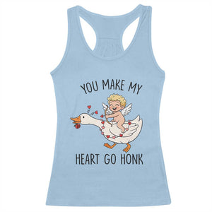 Funny Valentine Goose Racerback Tank Top You Make My Heart Go Honk TS14 Light Blue Print Your Wear