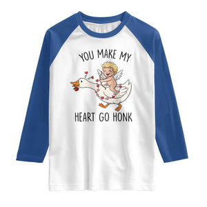 Funny Valentine Goose Raglan Shirt You Make My Heart Go Honk TS14 White Royal Print Your Wear