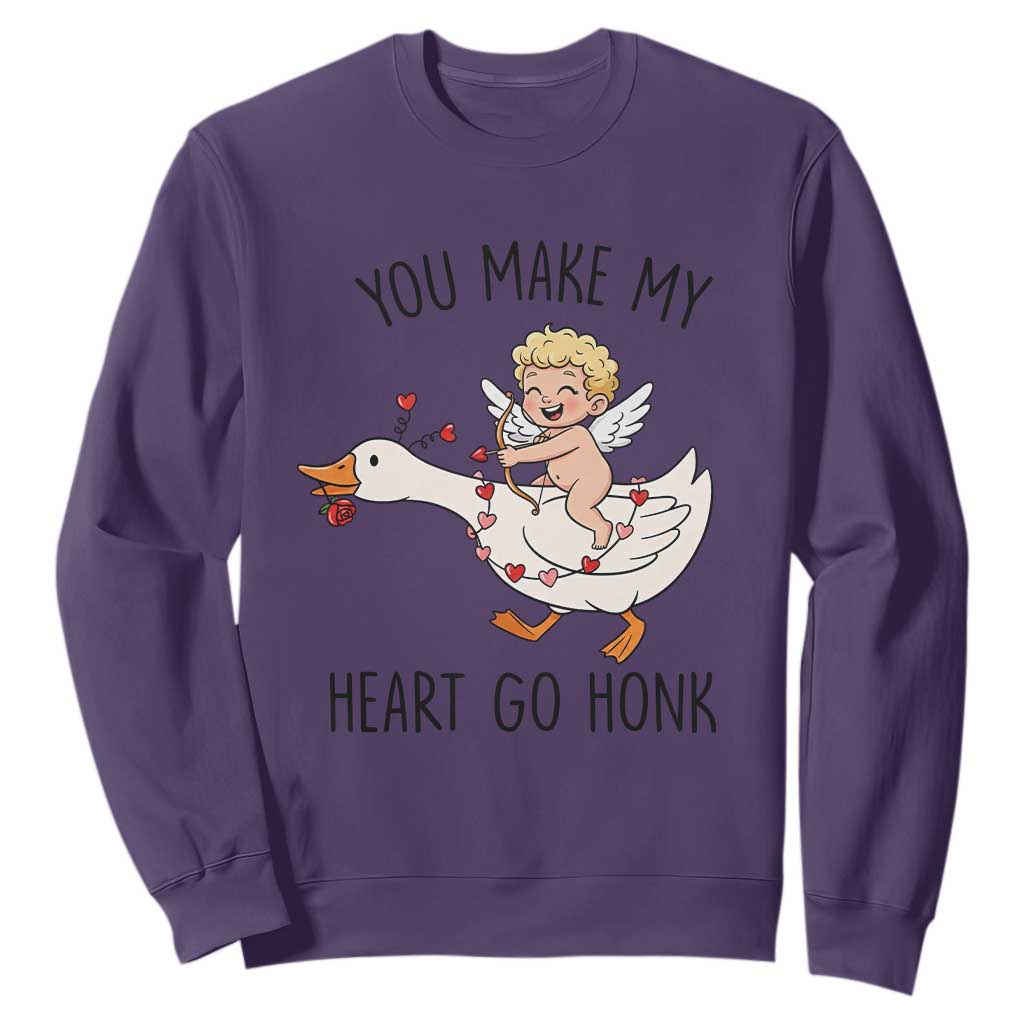 Funny Valentine Goose Sweatshirt You Make My Heart Go Honk TS14 Purple Print Your Wear