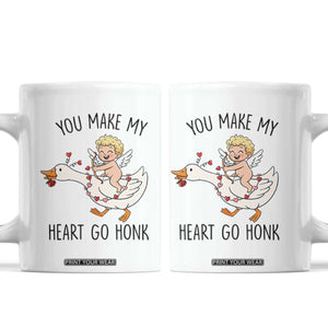 Funny Valentine Goose Coffee Mug You Make My Heart Go Honk TS14 White Print Your Wear
