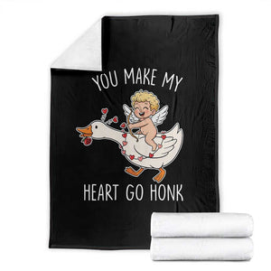 You Make My Heart Go Honk Throw Blanket Funny Valentine Goose TS14 Black Print Your Wear