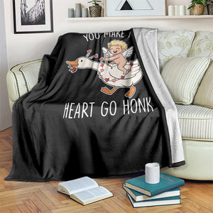 You Make My Heart Go Honk Throw Blanket Funny Valentine Goose TS14 Print Your Wear
