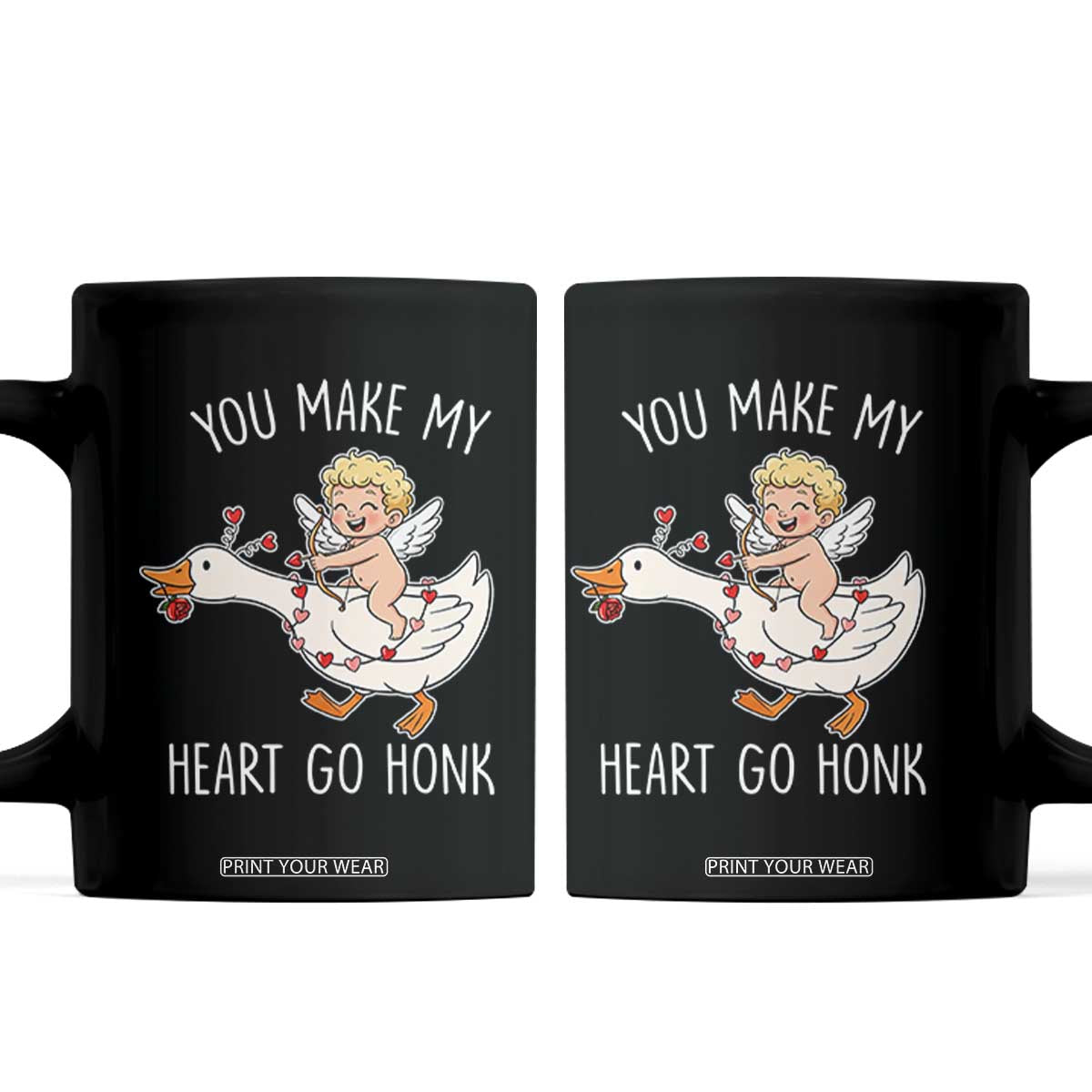 You Make My Heart Go Honk Coffee Mug Funny Valentine Goose TS14 Black Print Your Wear