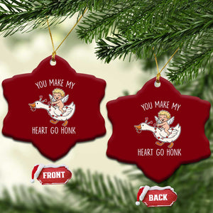 You Make My Heart Go Honk Ceramic Ornament Funny Valentine Goose TS14 Print Your Wear