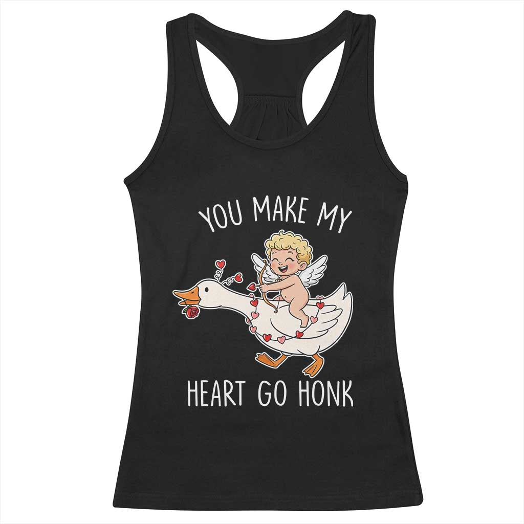 You Make My Heart Go Honk Racerback Tank Top Funny Valentine Goose TS14 Black Print Your Wear