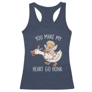 You Make My Heart Go Honk Racerback Tank Top Funny Valentine Goose TS14 Navy Print Your Wear
