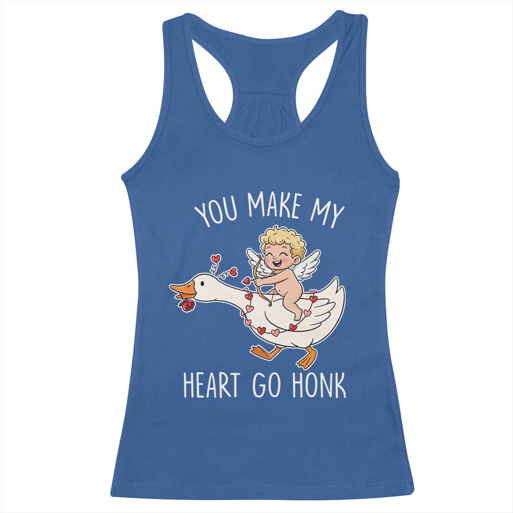 You Make My Heart Go Honk Racerback Tank Top Funny Valentine Goose TS14 Royal Blue Print Your Wear