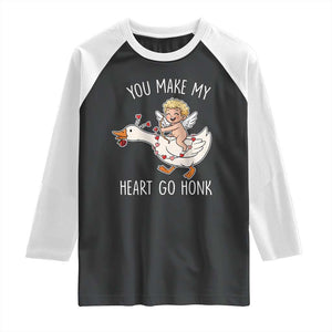 You Make My Heart Go Honk Raglan Shirt Funny Valentine Goose TS14 Black White Print Your Wear