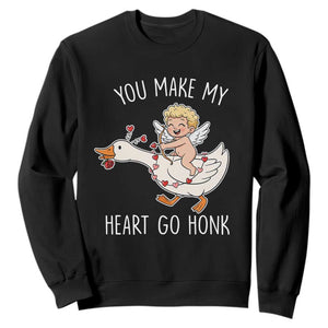 You Make My Heart Go Honk Sweatshirt Funny Valentine Goose TS14 Black Print Your Wear