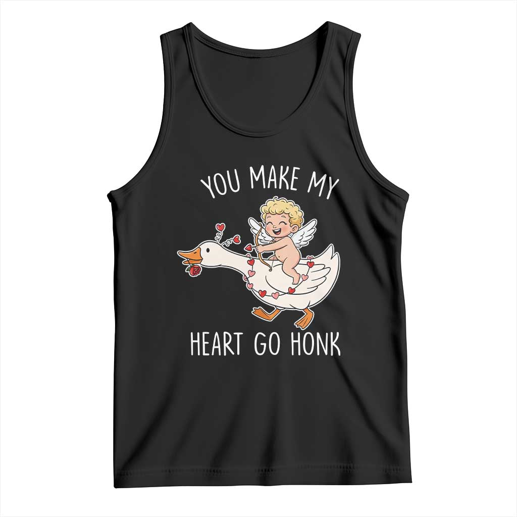 You Make My Heart Go Honk Tank Top Funny Valentine Goose TS14 Black Print Your Wear